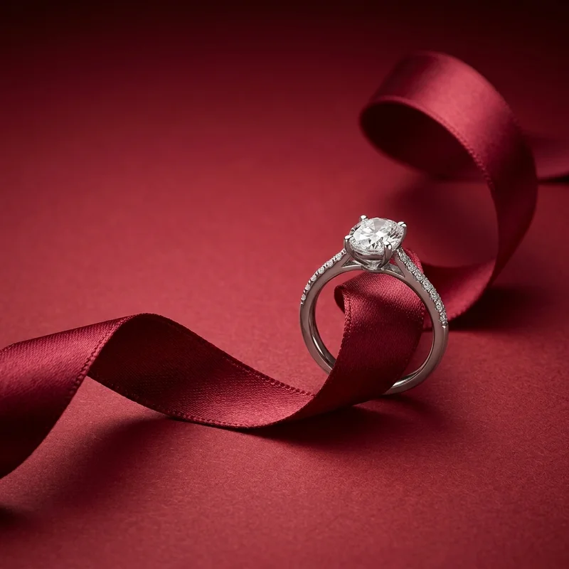 Luxury ring on red ribbon