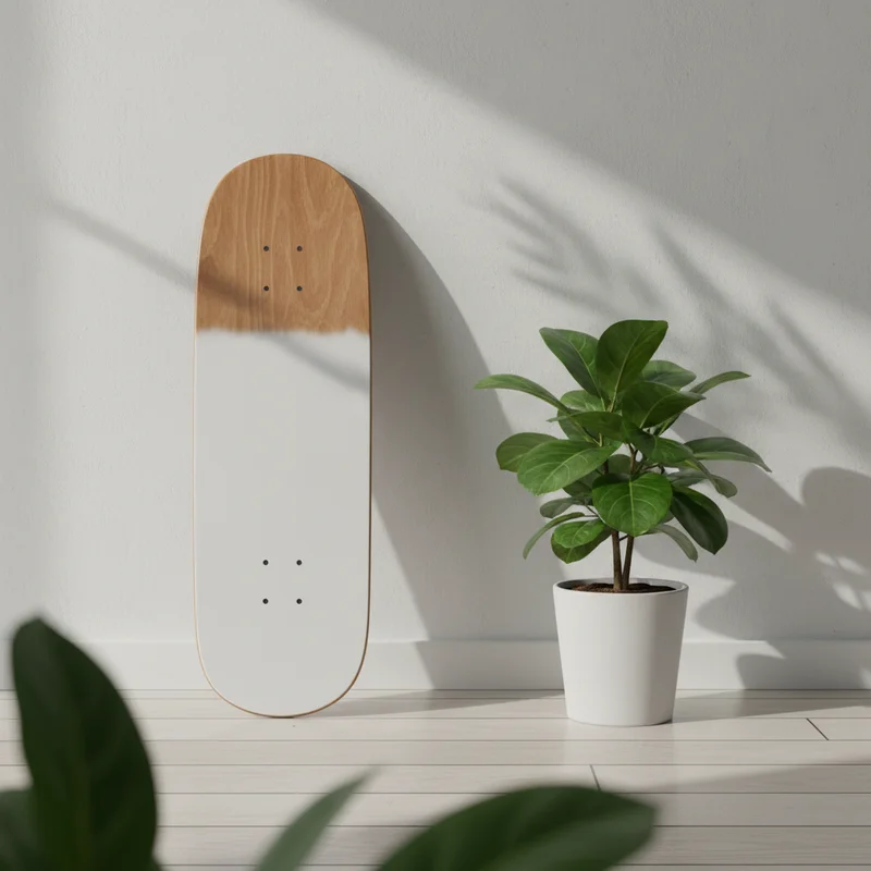 Minimalist skateboard & plant setup