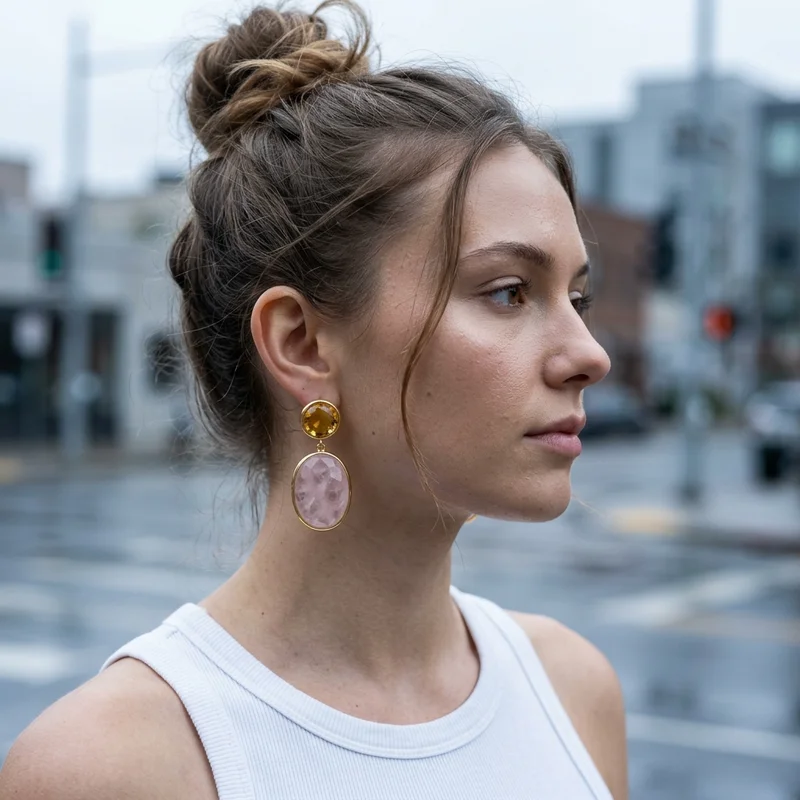 Modern urban gemstone earrings
