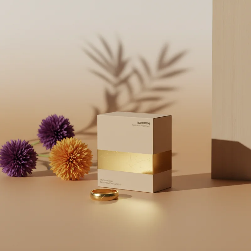 Elegant supplement box with gold ring