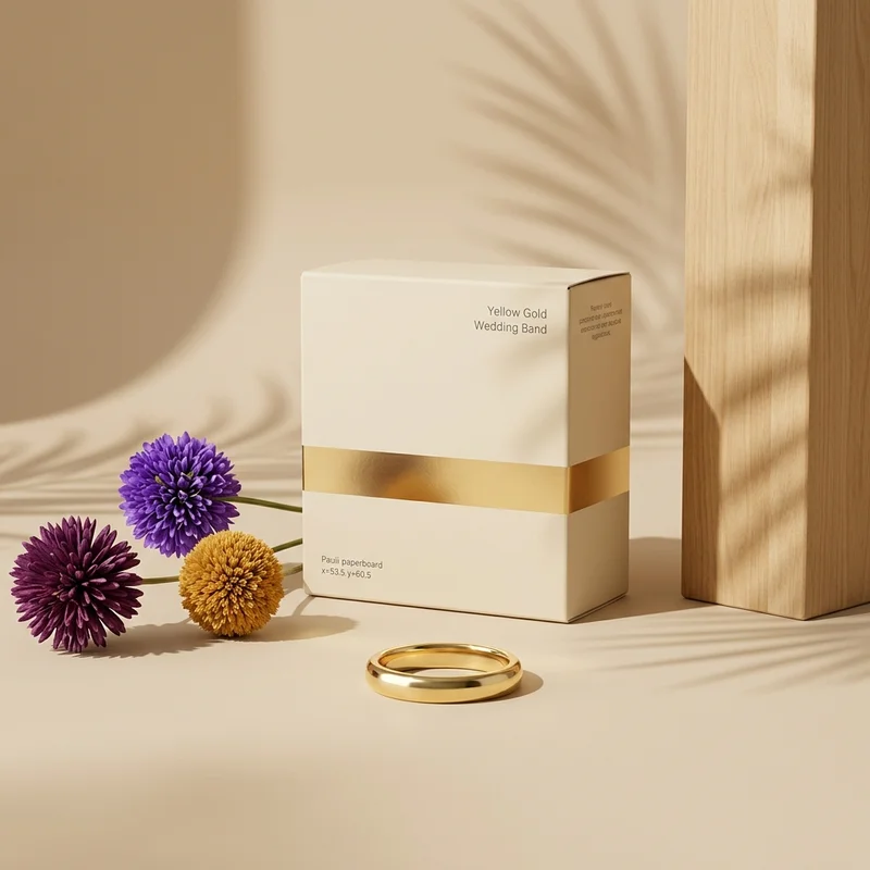 Elegant jewelry and box on beige