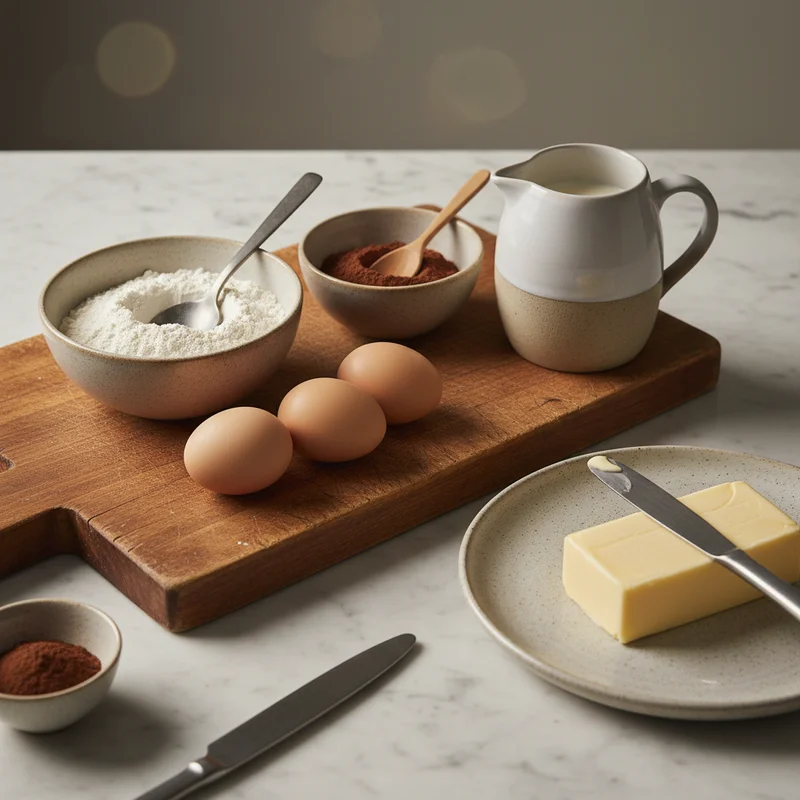 Baking ingredients on marble