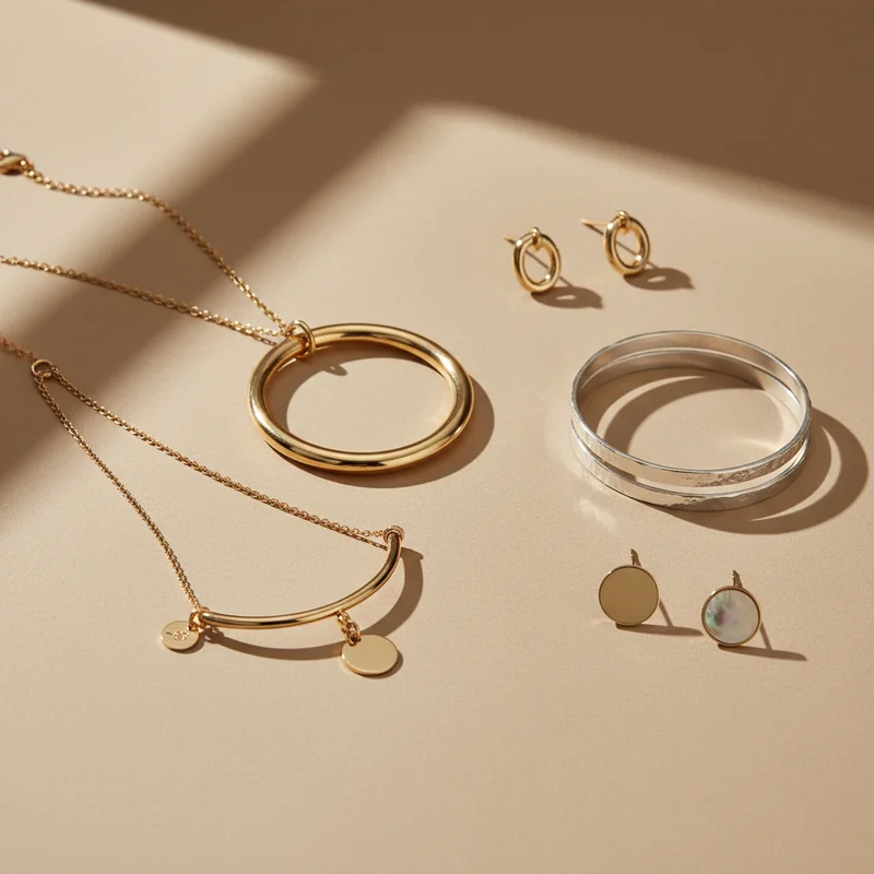 Elegant jewelry collection on beige