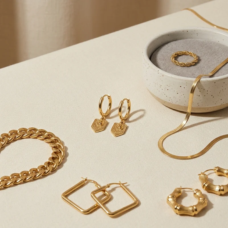 Modern gold jewelry collection