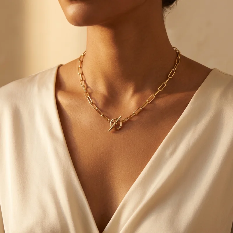 Elegant gold chain toggle necklace
