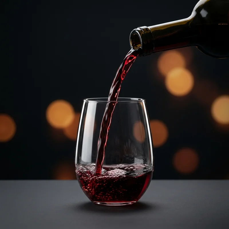 Moody wine pour with bokeh