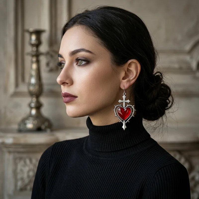Gothic romance heart earring