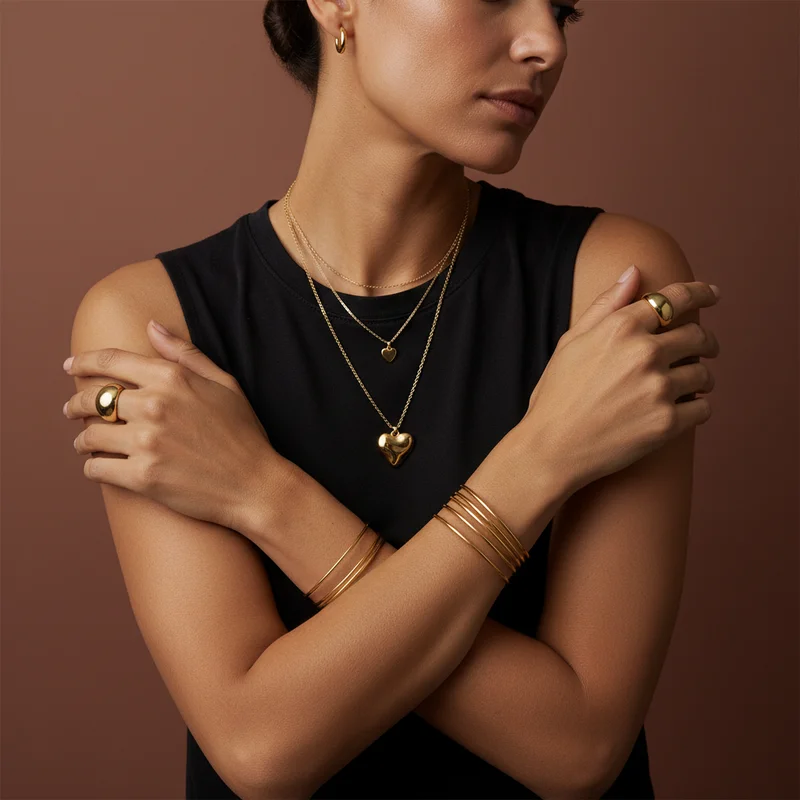 Striking gold jewelry display