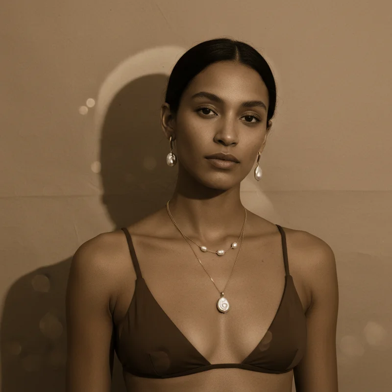 Minimalist gold jewelry & bikini