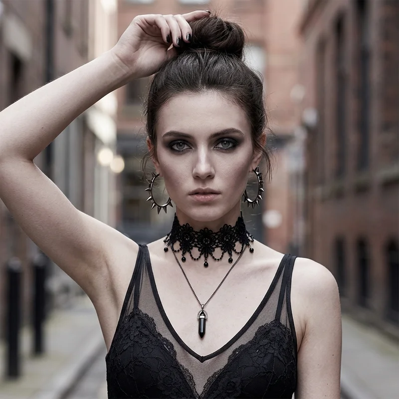 Gothic lace and spiked jewelry