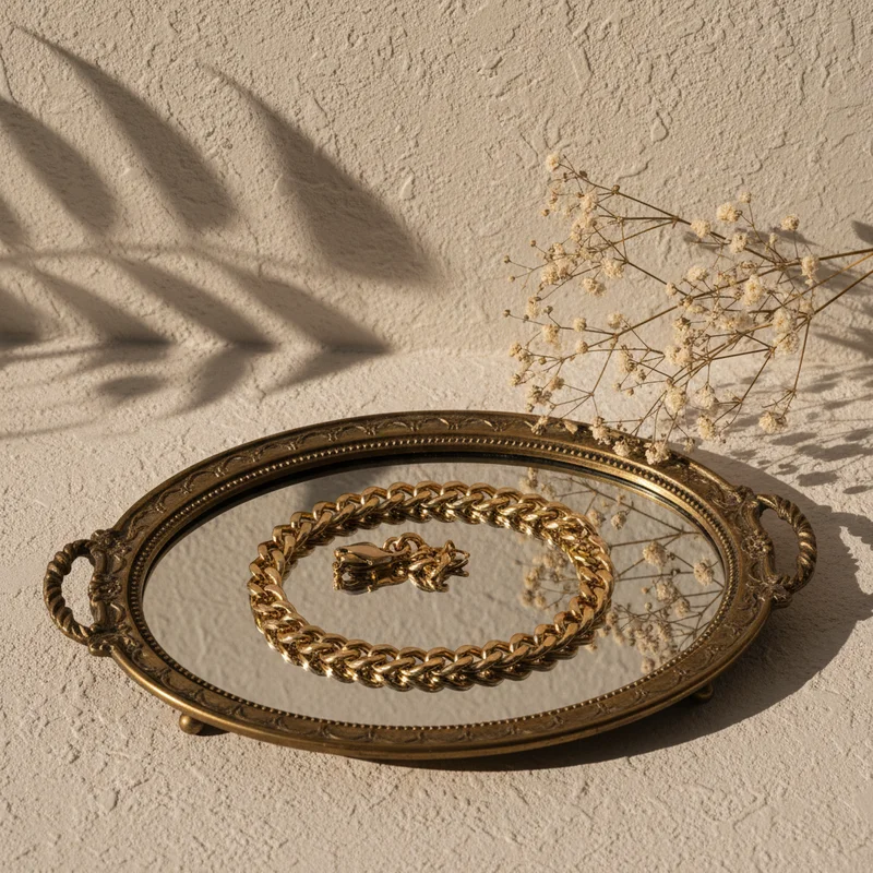 Elegant gold jewelry & dried flowers