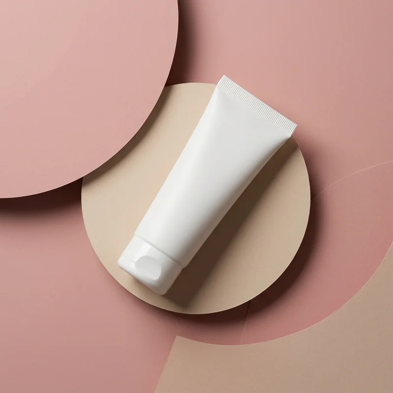 Vibrant eye cream on color block