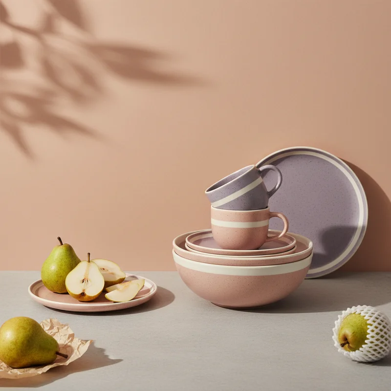 Modern ceramic tableware with pears