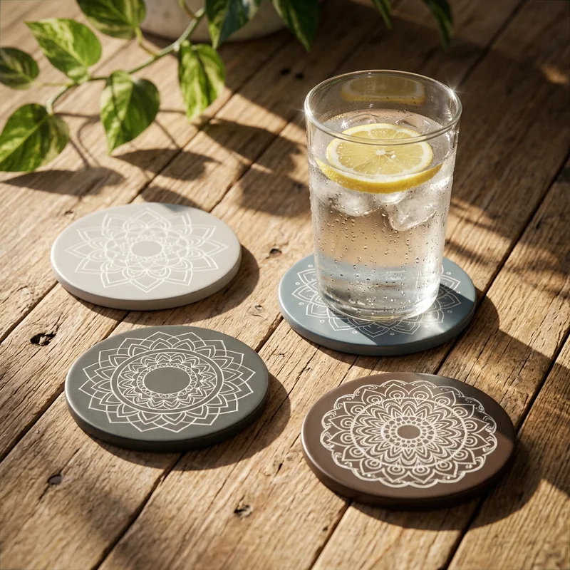 Mandala Coaster Set Lifestyle Scene