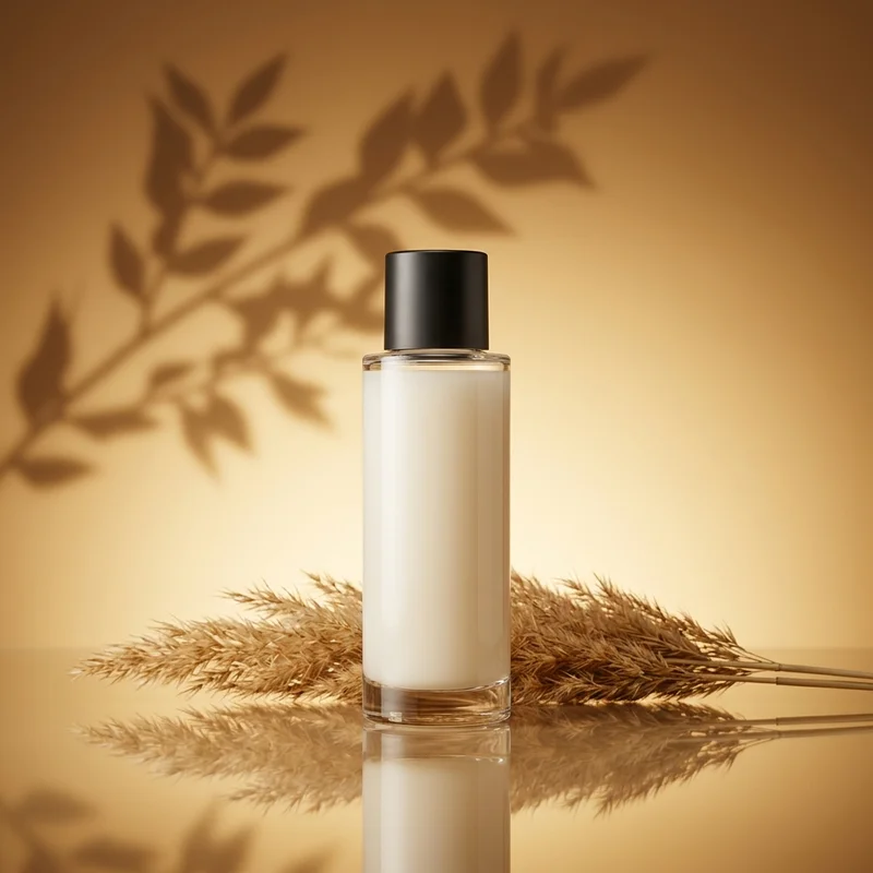 Golden skincare with pampas grass