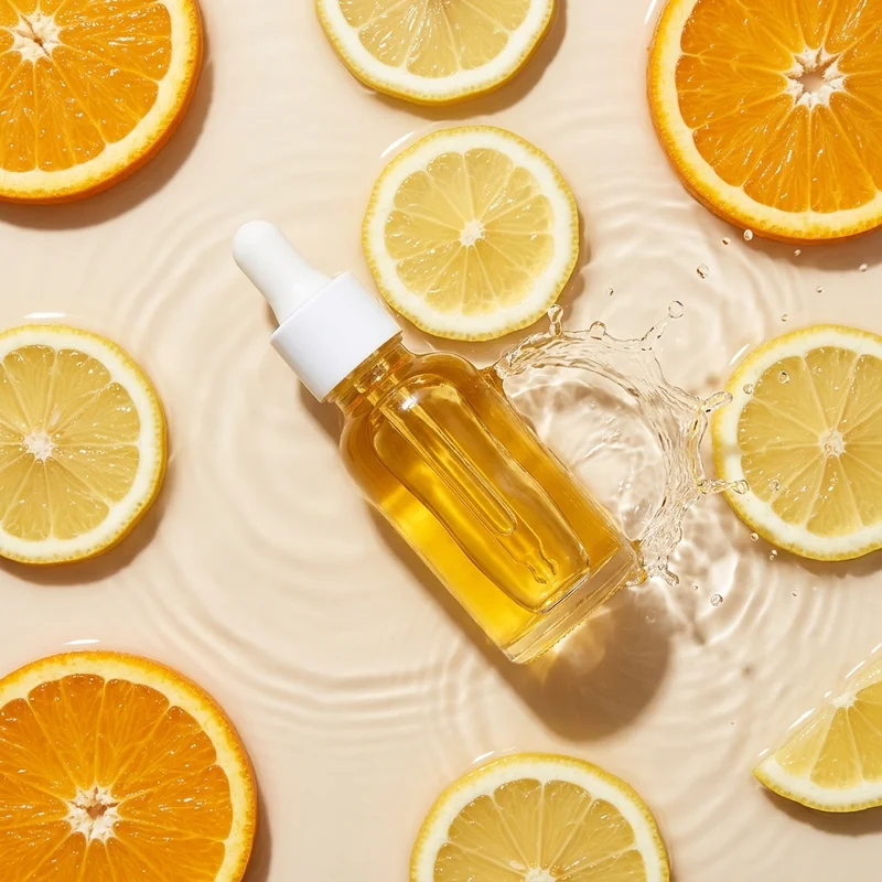 Citrus serum in water splash