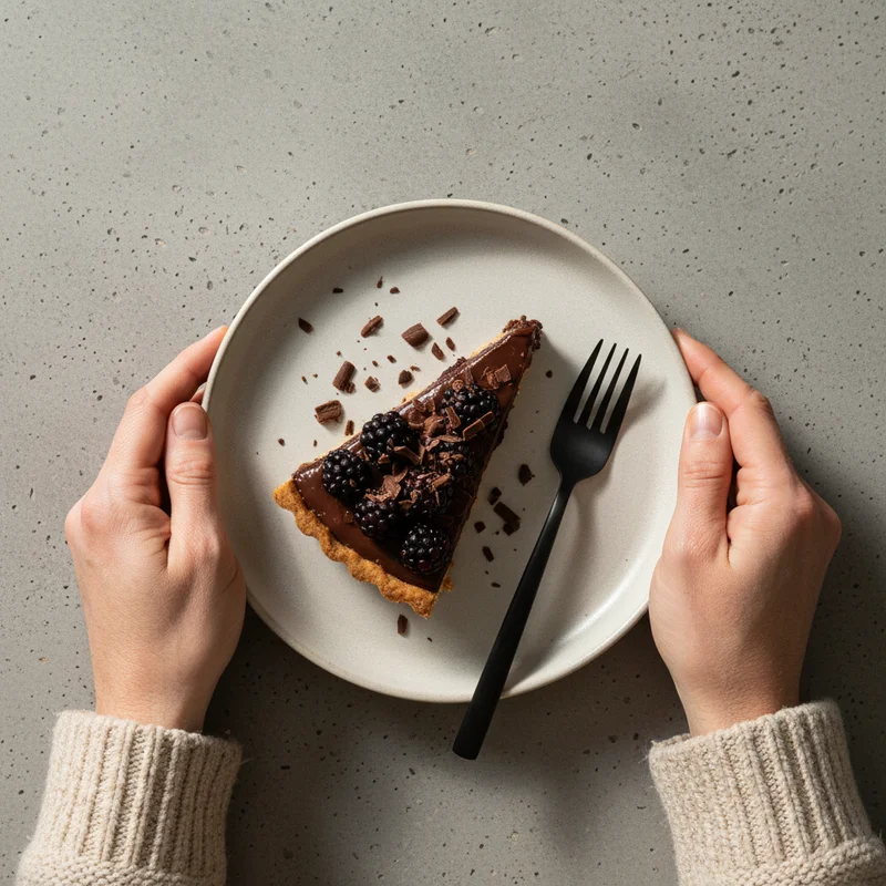 Chocolate blackberry tart overhead