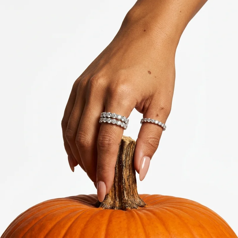 Autumn diamond rings on pumpkin