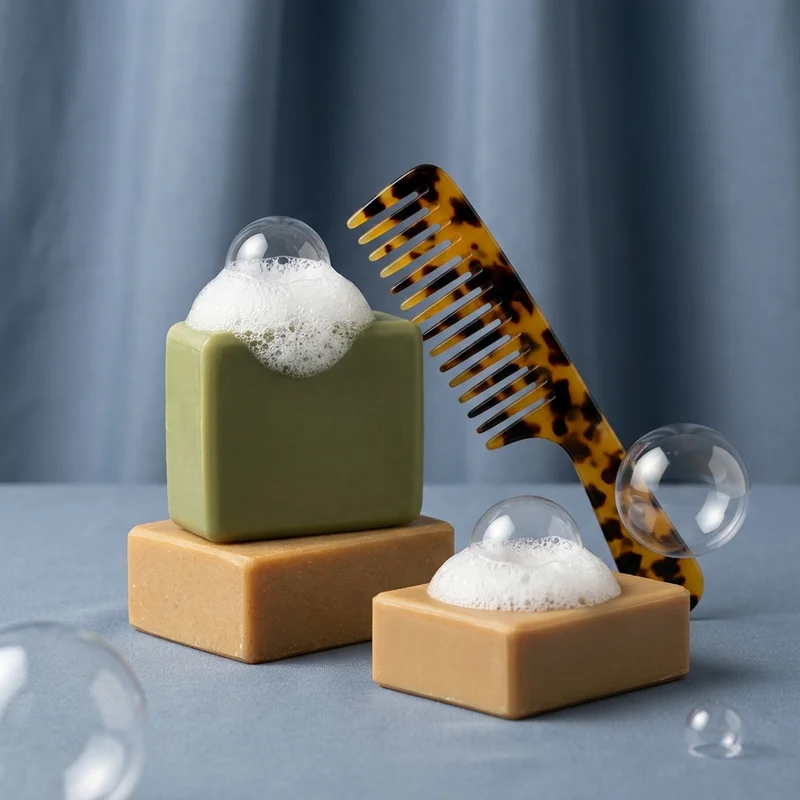 Artisan soap bars with comb