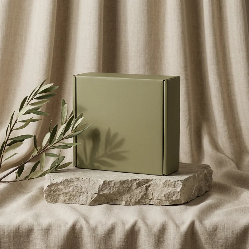 Natural box on stone podium