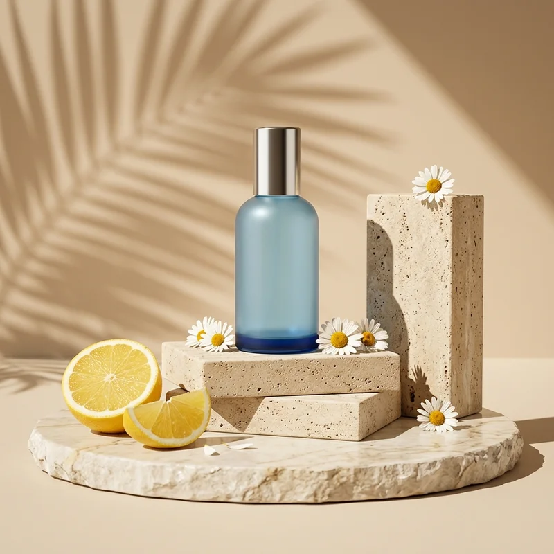 Fresh citrus skincare on stone