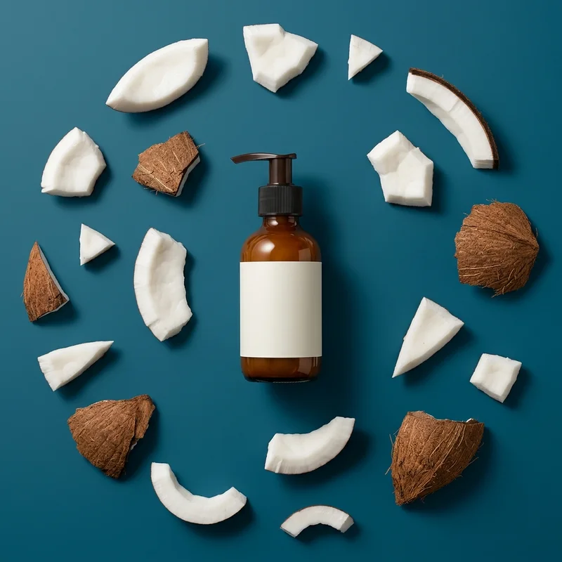 Coconut skincare on teal