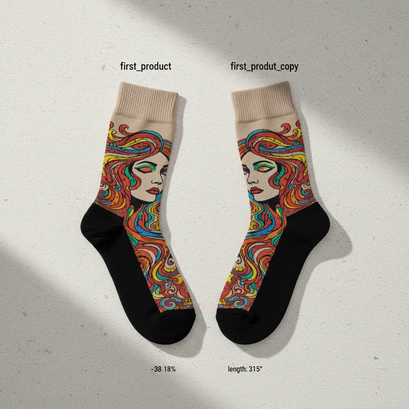 Artistic patterned socks display