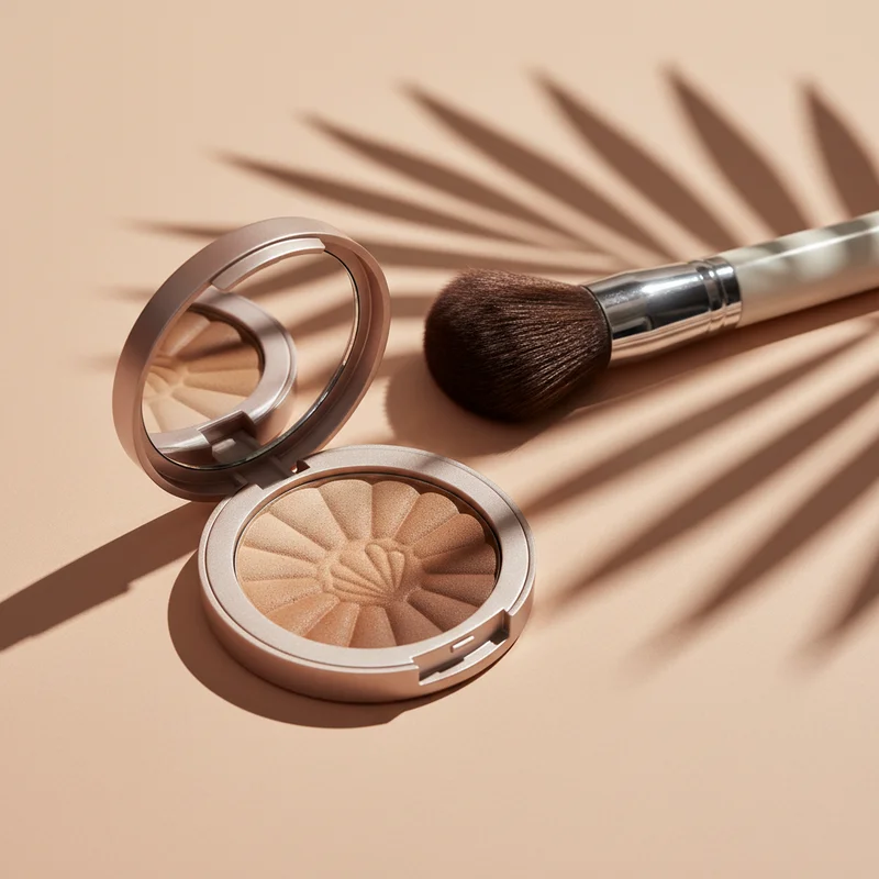 Beauty essentials with palm shadow