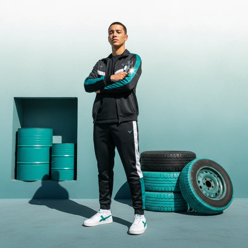 Activewear man with urban props