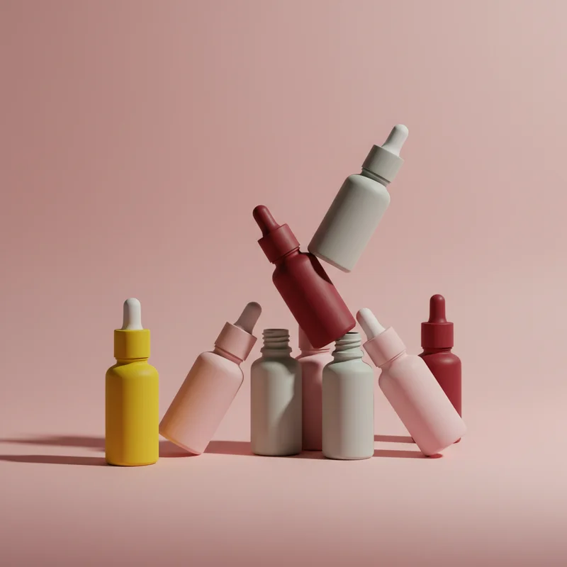 Matte serum bottles on pink