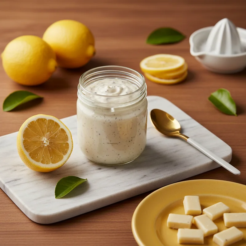 Fresh lemon spread on marble
