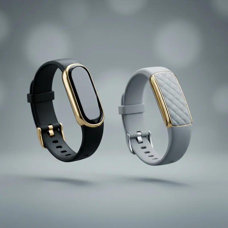 Elegant fitness trackers on gray
