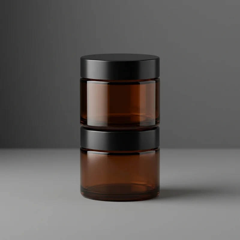 Minimalist stacked amber jars
