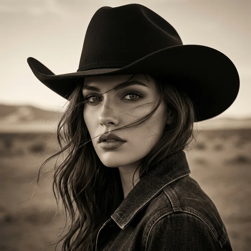 Western portrait in black and white