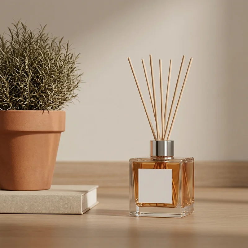 Warm morning reed diffuser scene