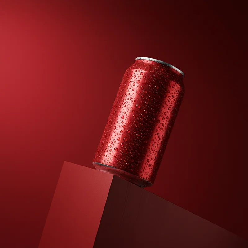 Iconic soda on vibrant red