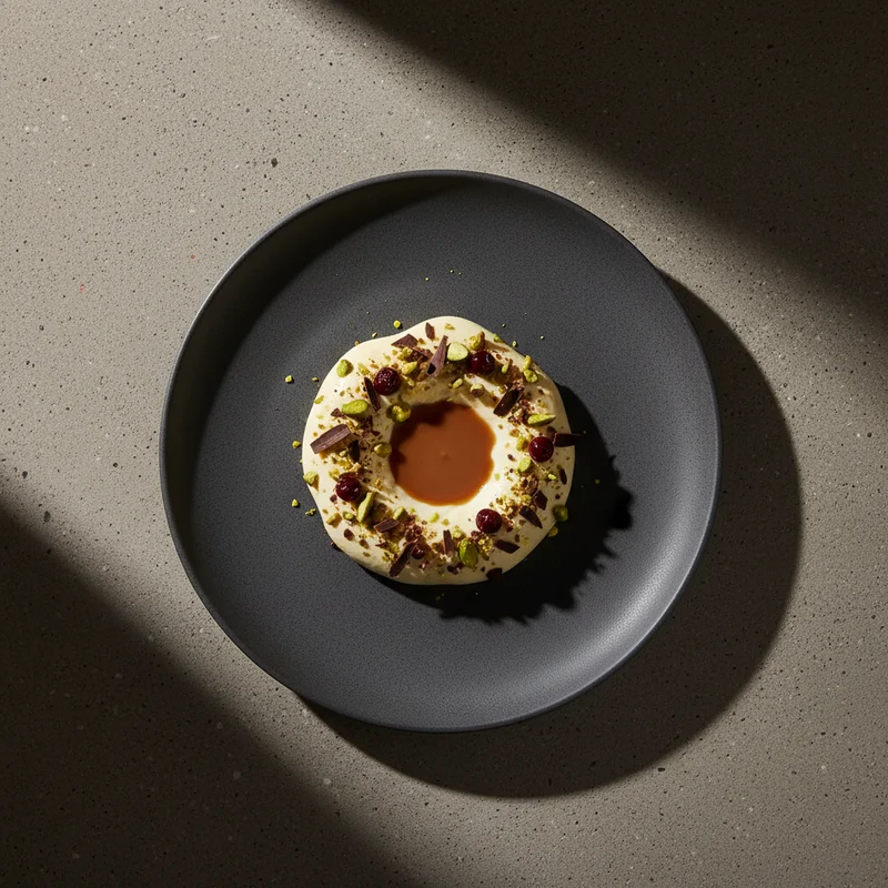 Gourmet dessert on concrete