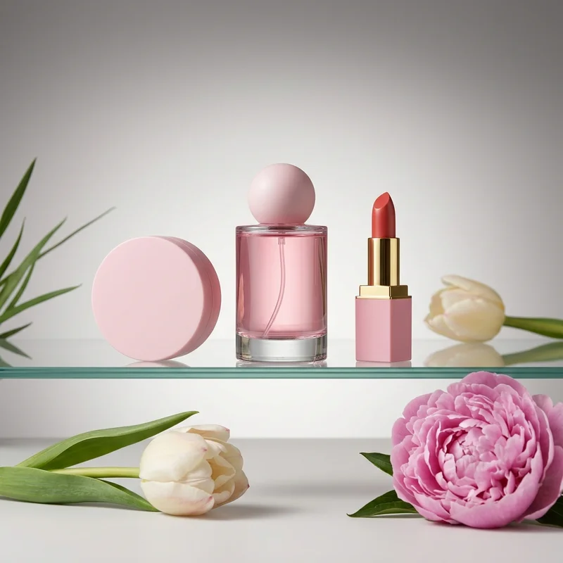Elegant beauty products with florals