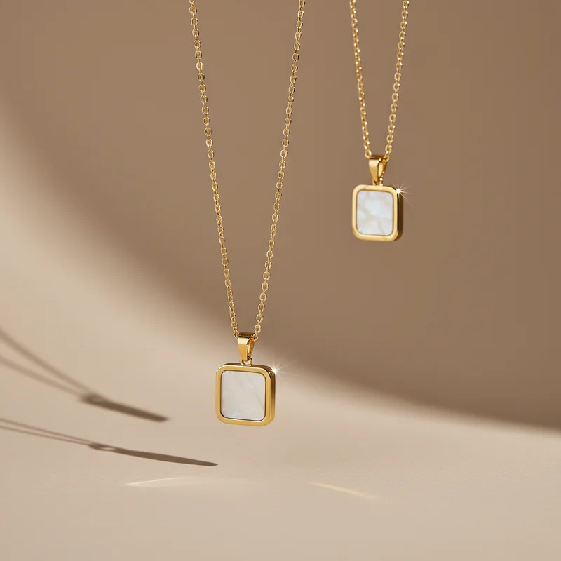 Elegant gold necklaces with pearl inlay