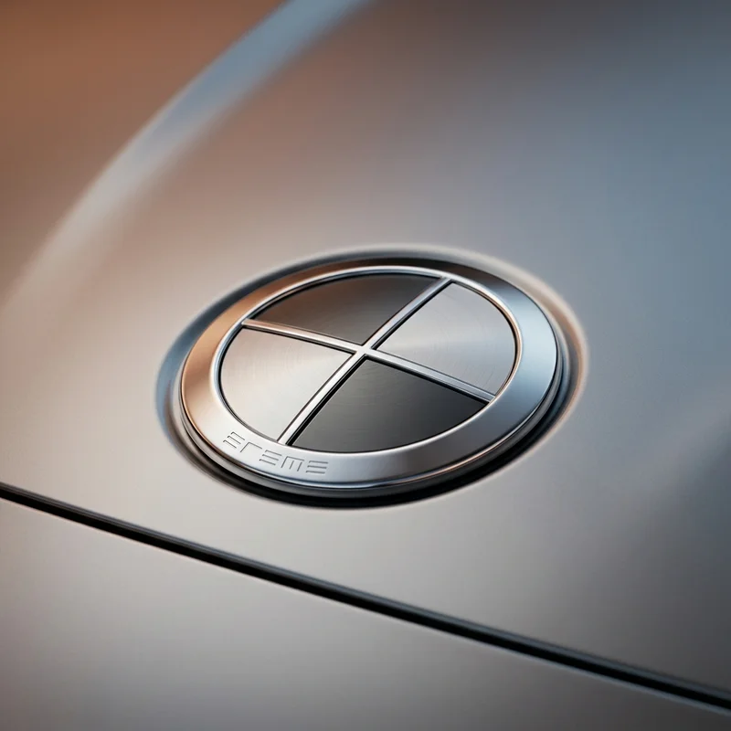 Modern metallic emblem on gradient