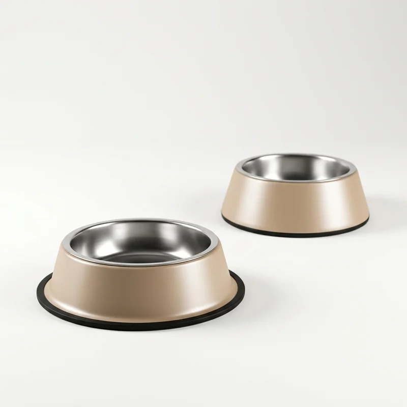 Minimalist tan pet bowls