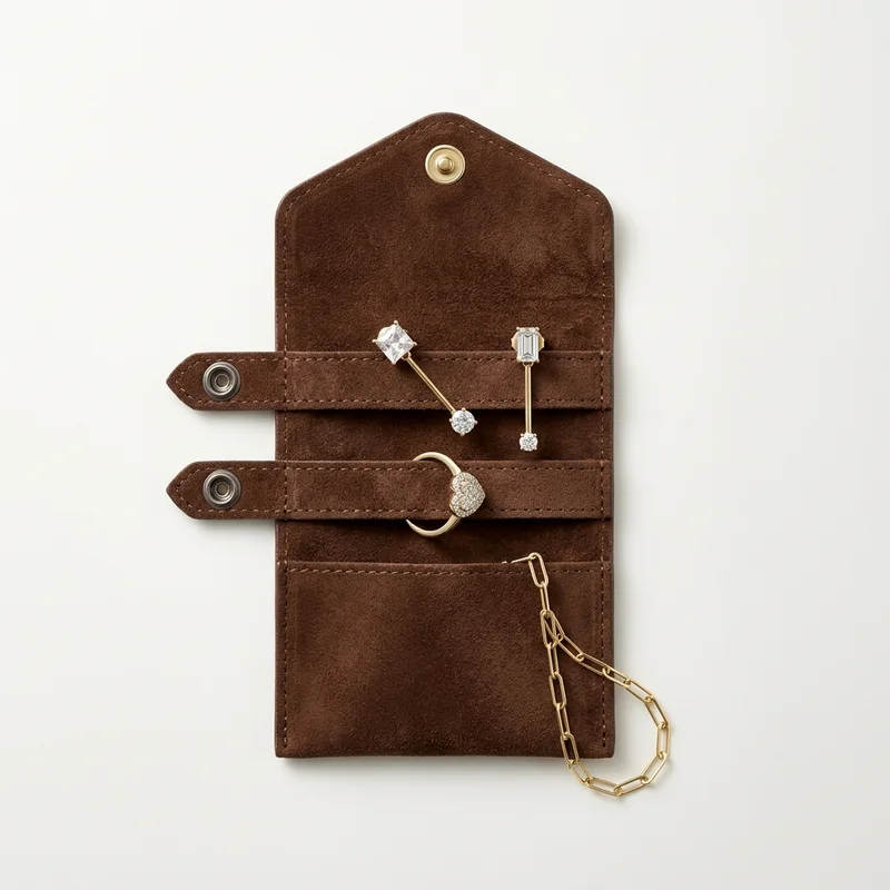 Luxury jewelry in suede pouch