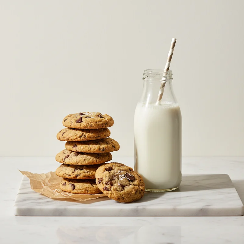 Cookies and milk on marble