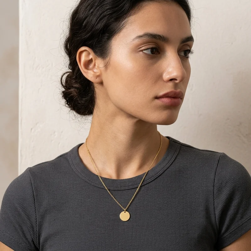 Minimalist gold pendant necklace