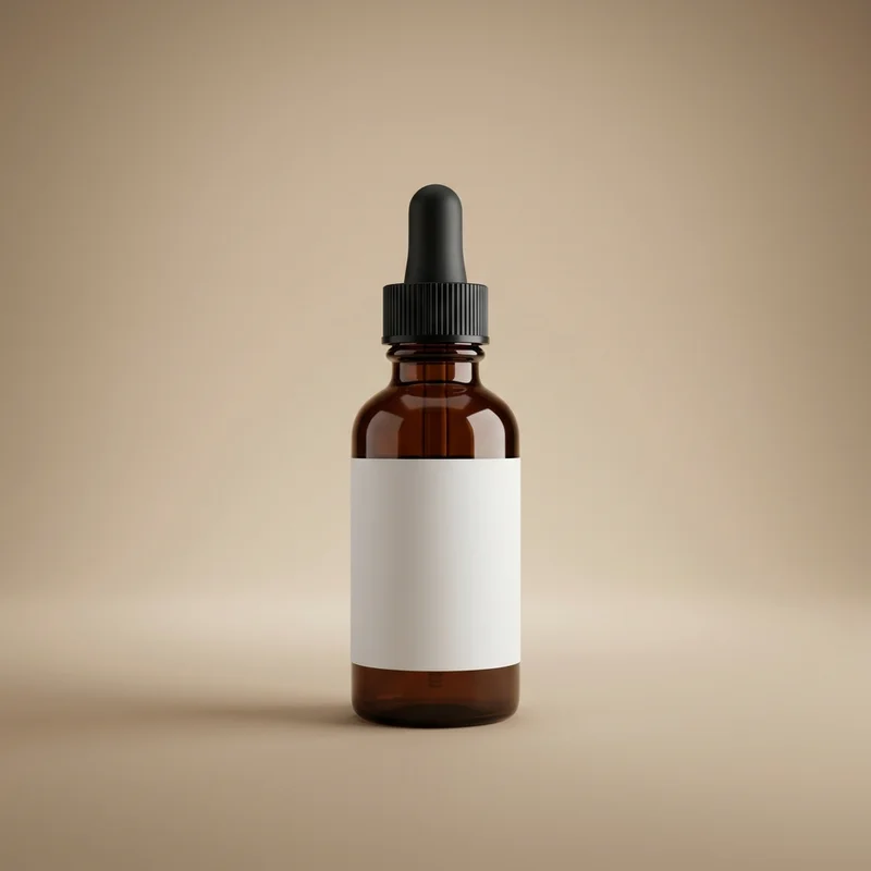 Minimalist amber dropper bottle