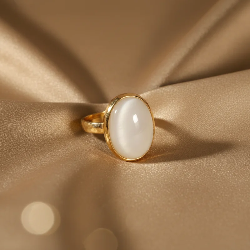 Elegant gold ring on satin