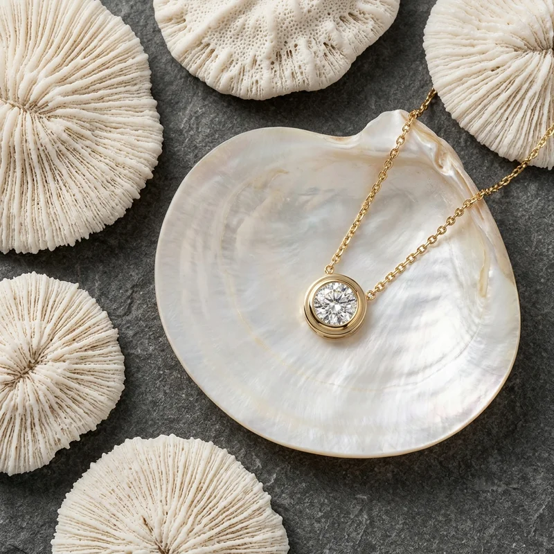 Elegant diamond pendant with coral