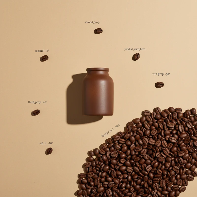 Rich coffee beans scattered