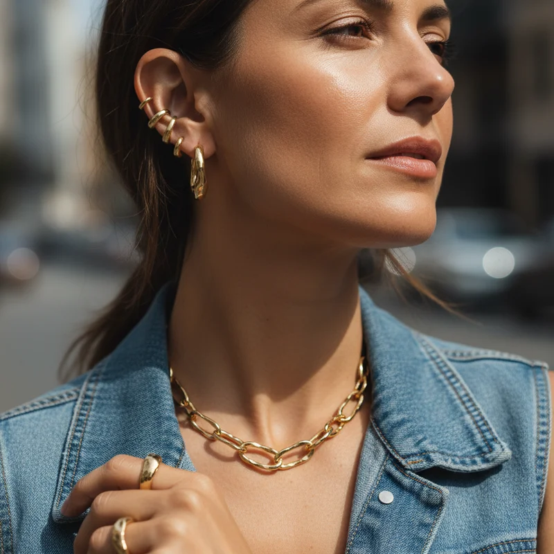 Chic Gold Chain & Hoops