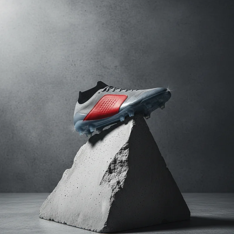 Soccer cleat on concrete pedestal